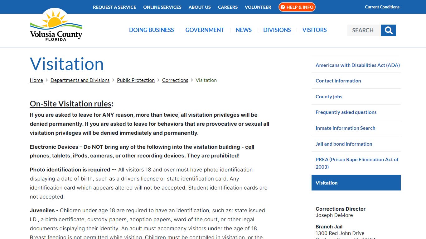 Visitation - Volusia County Government Online